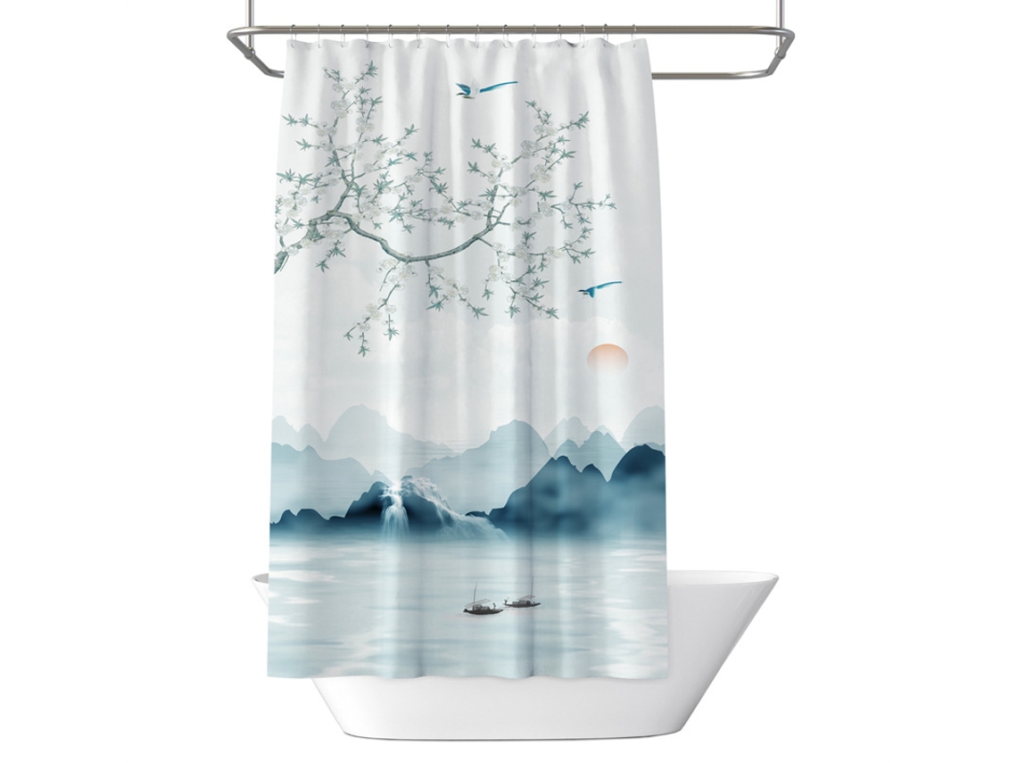 Cortina de ducha Jortmrd blanca, antimoho e impermeable (80 x 180 cm)