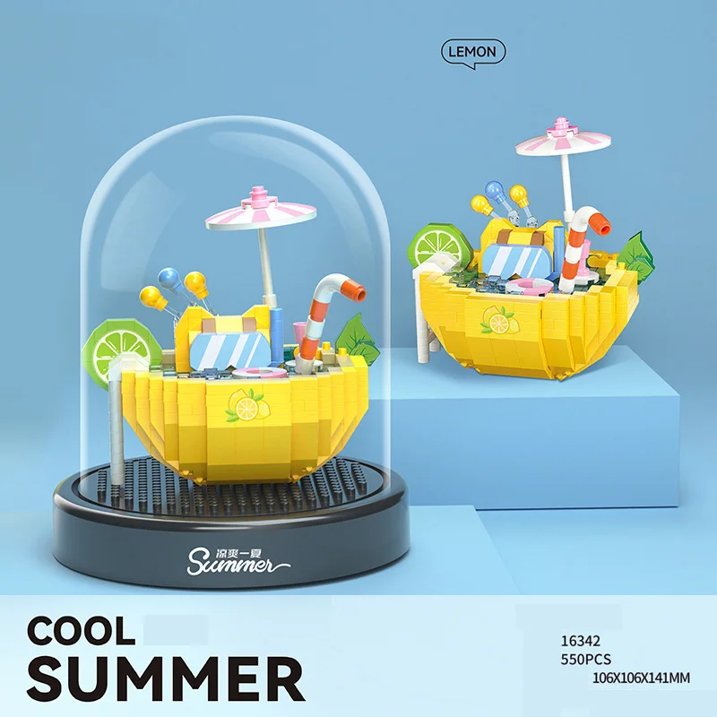 Minibloques De Construcción Creativos (limón), Modelo De Fruta De Verano Para Ensamblar, Juguete De Regalo
