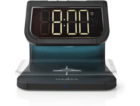 Despertador NEDIS WCACQ10W1BK (Negro - Digital - Función Snooze - Cargador sin Cable)