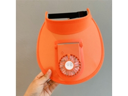 Gorra De Sol Con Ventilador Recargable Usb Para Niños Verano Amplio Visor Playa Naranja
