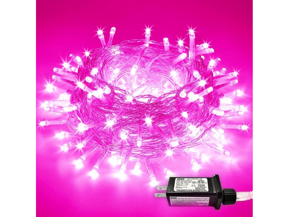 Cadena De Luces Led 50M 500, 8 Modos, Adecuada Para Decoración De Árboles De Navidad Con Control Remoto Eu CHRUI Rosa