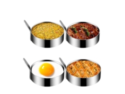 Conjunto De 4 Huevos Fritos Y Tortitas De 9 Cm En Aco Inox Con Revestimiento Antiadherente, Para Ovos Fritos Y Omeletes