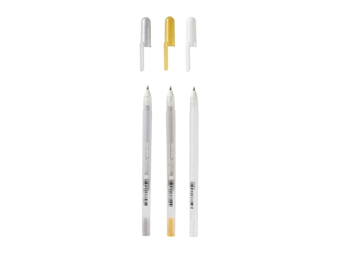 Conjunto Gelly 3 Metalizado Oro Plata Blanco