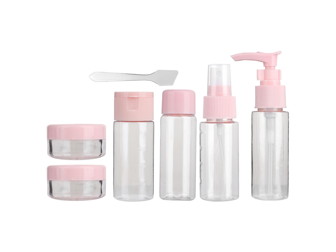Kit De 7 Botellas De Maquillaje Portátiles Y Reutilizables Para Viajes (rosa)
