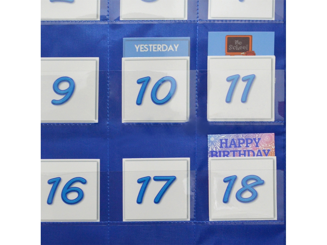 Tablero De Bolsillos De Calendario Y Clima Para Clase Con 117 Tarjetas Herramienta Didáctica 25.75*33.75in