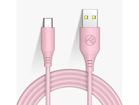 Cable de Datos TELLUR Silicona USB para Type-C 3A 1M Rosa