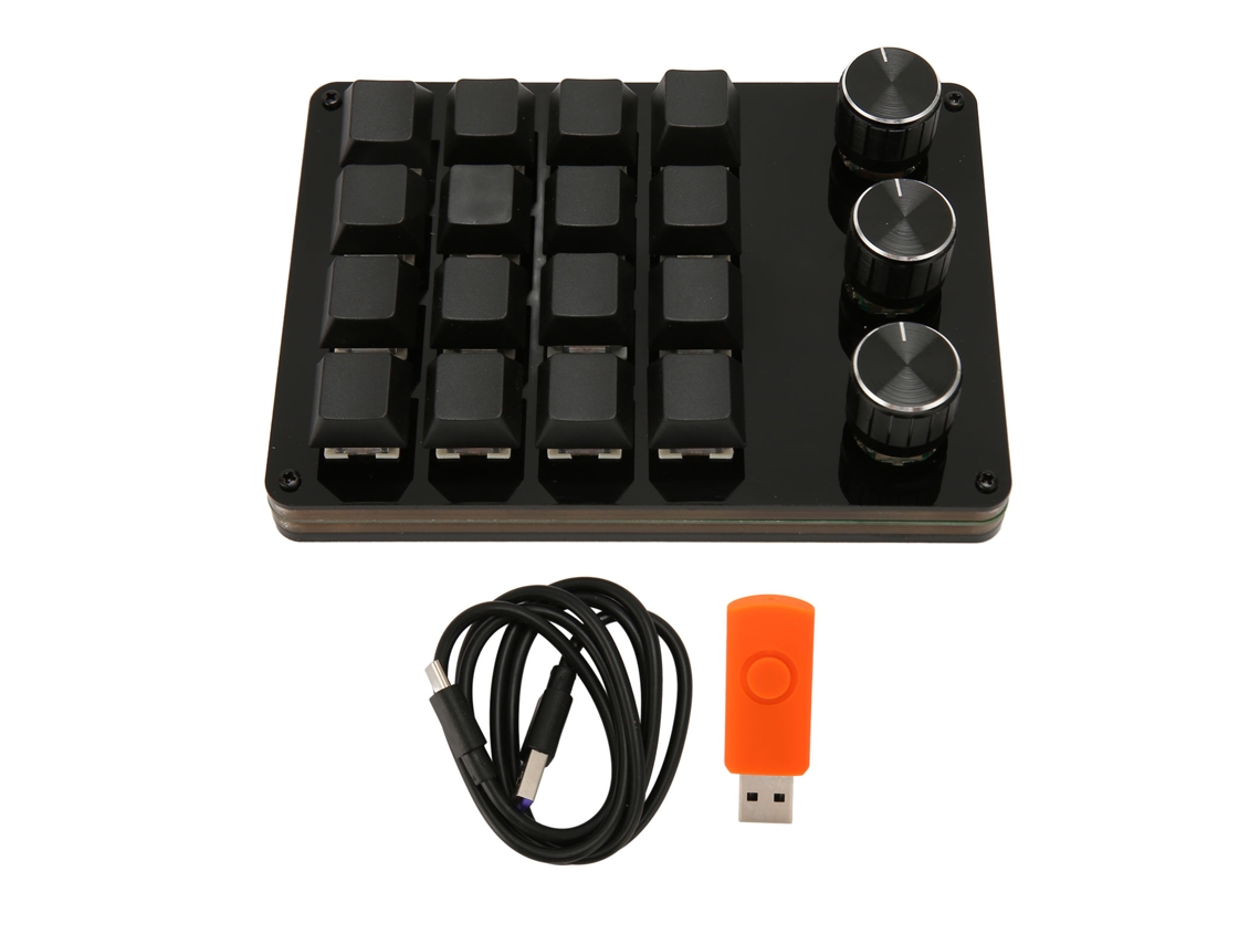 Teclado Mecânico Programável 16 Teclas 3 Perícias Hot Swappable Blue Switch Para Gaming Escritório Mídia