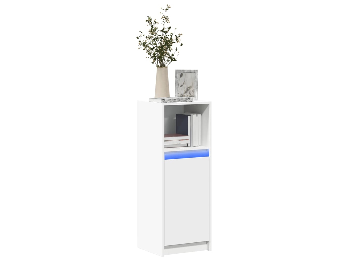Aparador Con Luz Led Madera De Ingeniería Blanco 38x34x100 Cm