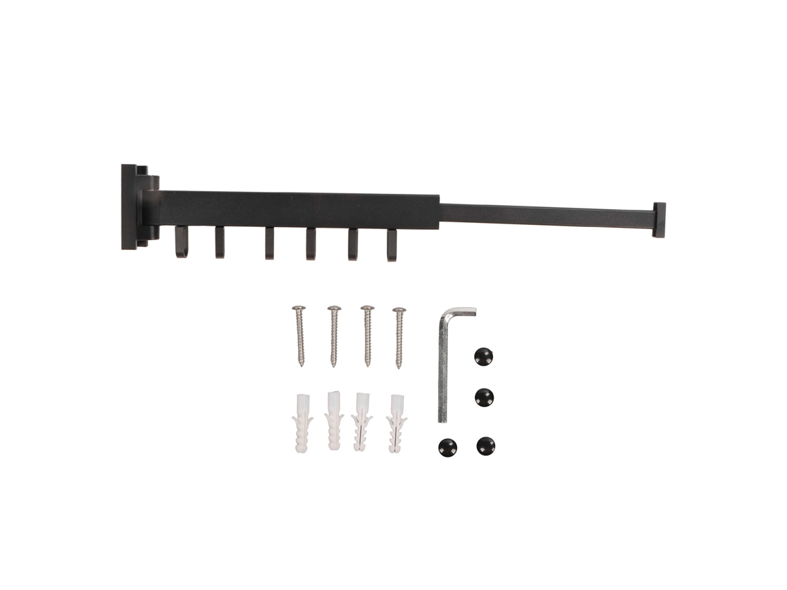 Perchero de pared retráctil de aluminio, sin agujeros, para secar la ropa, para balcón interior, 1 pliegue