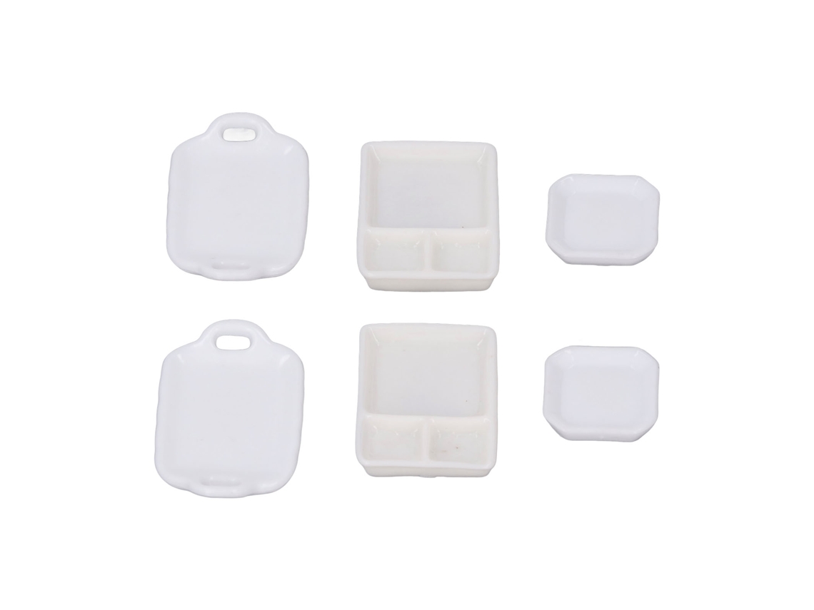Louça De Cozinha Em Miniatura Para Casinha De Bonecas Com Bandeja Prato De Arroz E Quadrado