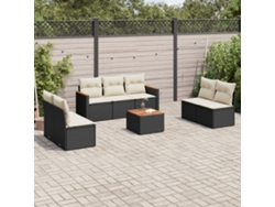 Conjunto de sofá de jardín de 8 piezas con cojines en mimbre sintético negro de DKD Home Decor