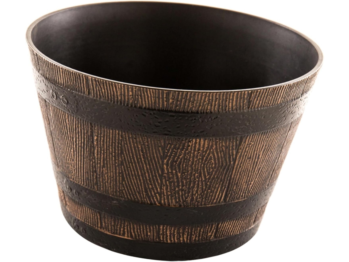 Maceta De Plástico Ligera Y Duradera Con Acabado Imitación Madera.