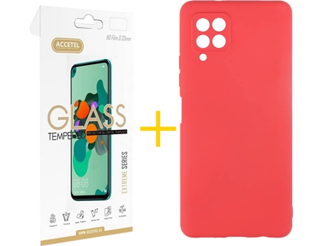 Kit Funda + Protector de Pantalla Samsung A12 5G ACCETEL 3754 Rojo