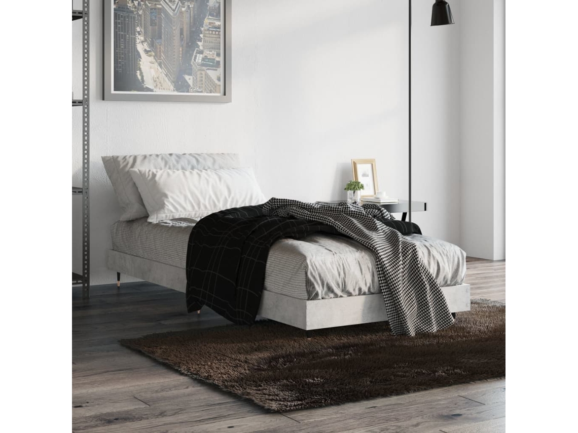 Estructura De Cama Madera De Ingeniería Gris Hormigón 75x190 Cm