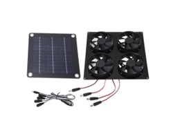Kit de ventilador solar Veloriskku con 4 puertos, ventilación más fresca para refugios de animales al aire libre, IPX7 5-12V