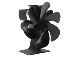 Ventilador de estufa ecológico de 6 aspas con arranque automático, resistente a altas temperaturas, no eléctrico, de color negro.