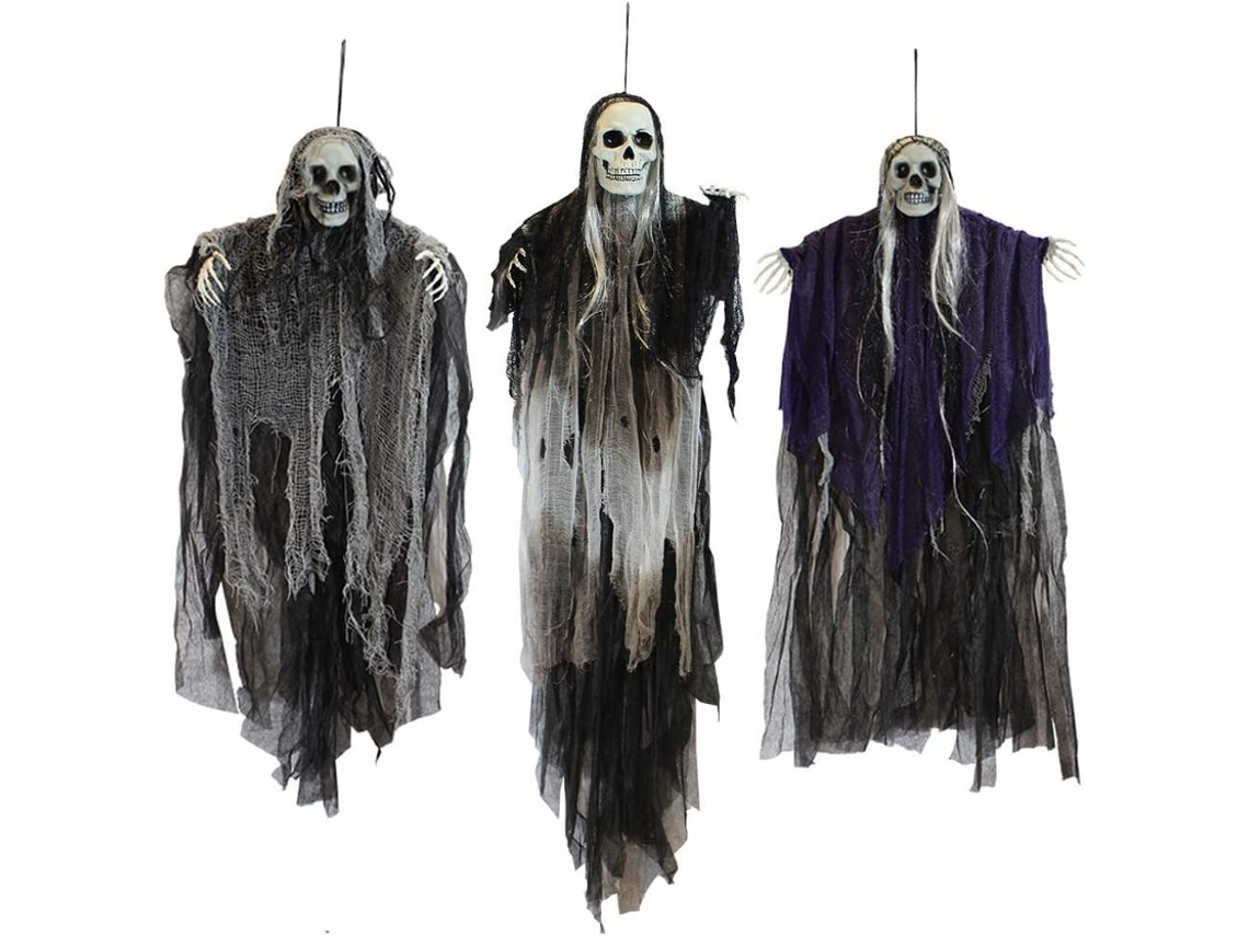KOFIHETY 3 Piezas Decoraciones de Halloween Fantasma Esqueleto Colgante Decoraciones Exteriores para Mejor Fiesta de Halloween