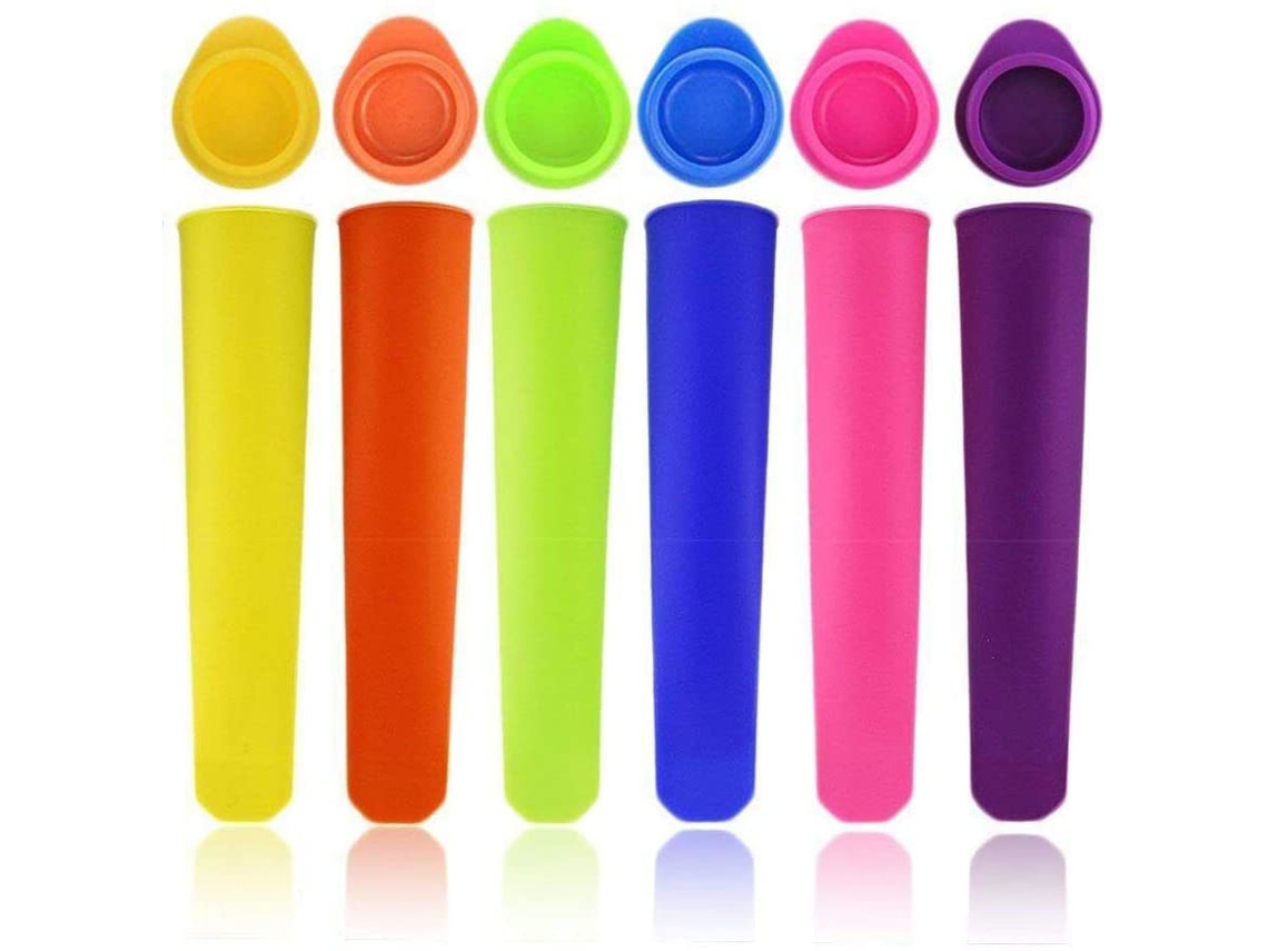 Juego JEIIBRZUI de 6 moldes para polos en silicona, colores: rojo, naranja, verde, azul, amarillo, púrpura