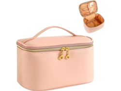 Neceser de viaje - Bolsa para guardar cosméticos - Neceser de piel para mujer (rosa)