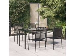 5 Pcs Conjunto De Jantar P/ Jardim Corda De Algodão E Aço Preto Dkd Decoración Del Hogar