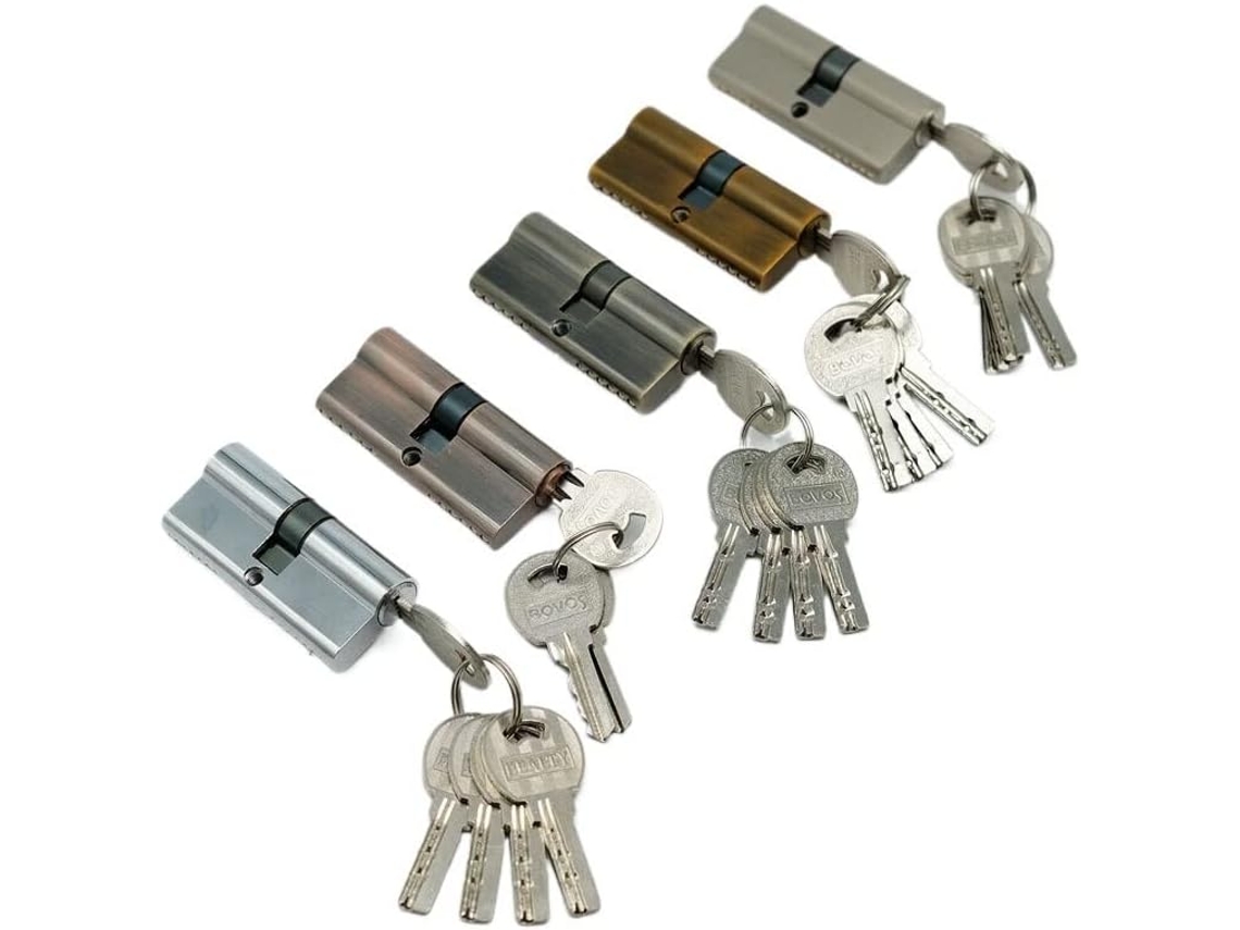 Cerradura De Cilindro Europea Barril 1 Zinc Con Llave Doble Cierre (color: Rojo Tamaño: ) Amarillo 70 Mm