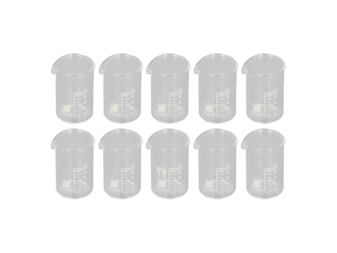 10 Vasos De Precipitados De Vidrio De Borosilicato De 10 Ml Con Graduación Clara Para Laboratorio Y Experimentos.