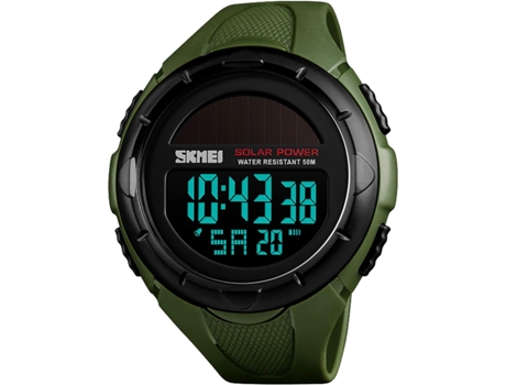VEANXIN Relojes digitales resistentes al agua LED con energía solar hasta 50 m para hombre-Negro