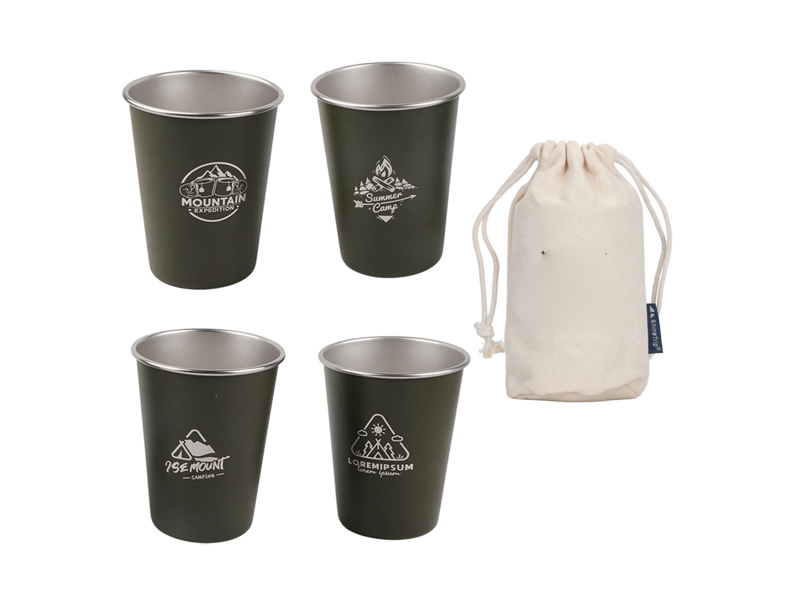 4 Vasos De Acero Inoxidable 304 De 350 Ml Para Barbacoa, Cerveza, Viajes, Camping Y Actividades Al Aire Libre, Color Verde Oliva.