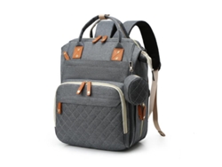 Bolso de bebé portátil simple con monedero y correas para cochecito gris oscuro SIURN