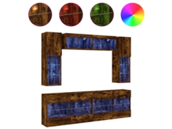Juego de 6 muebles de TV de pared con luces LED, roble ahumado, MAISON EXCLUSIVE (95 x 95 x 45 cm)