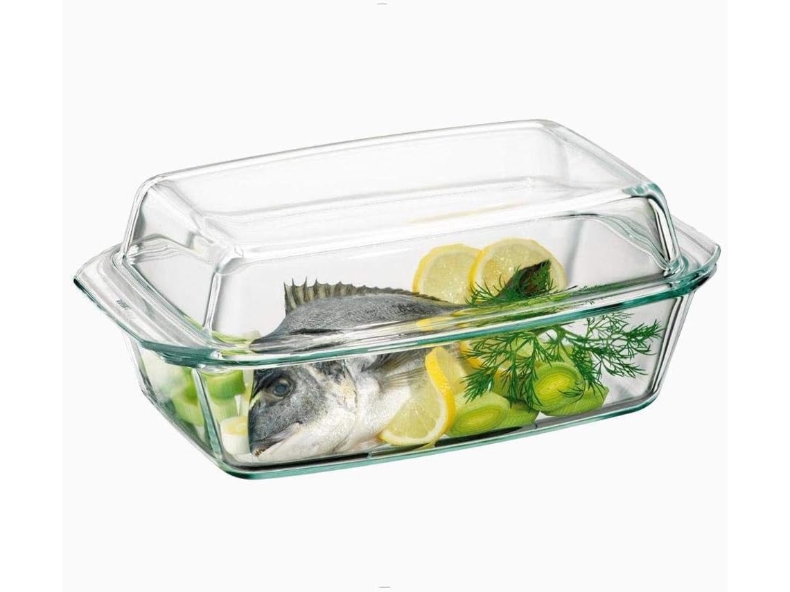 Bol Cuadrado Con Tapa, 2,8 L, Vidrio De Borosilicato