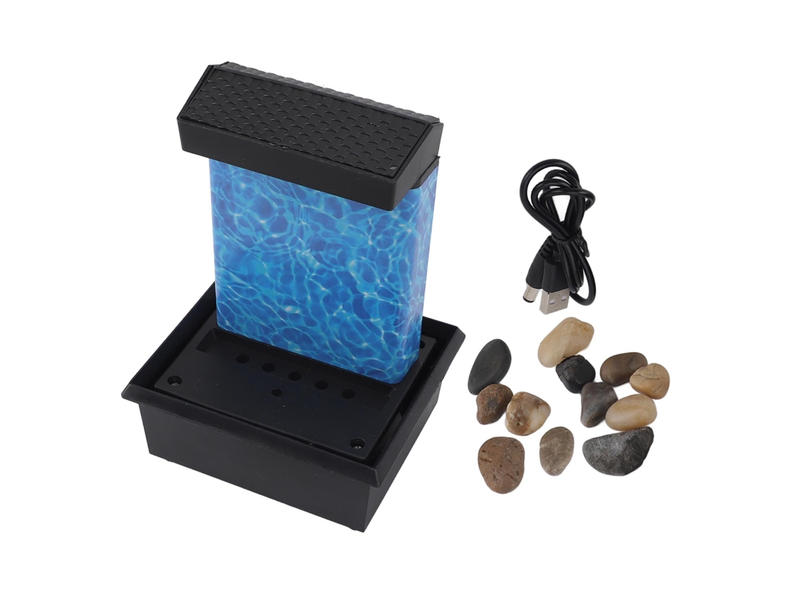 Fuente de agua de interior Baok con piedras naturales y luces LED, cascada de mesa para escritorio, hogar, USB 5V