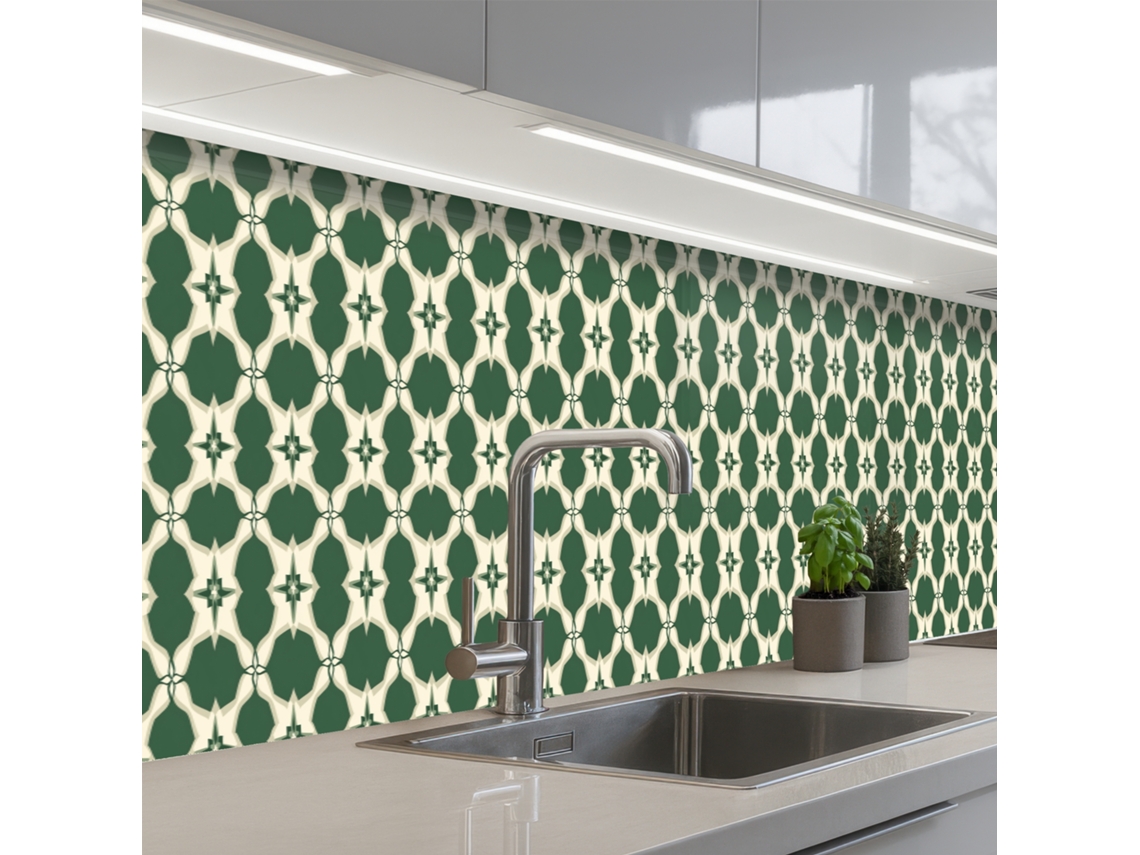 Paneles para salpicadero de cocina - Azulejo clásico - Verde 450x60 cm