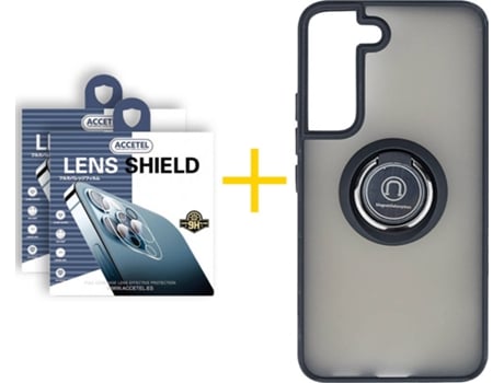 Carcasa + 2 Protectores de Cámara para Samsung Galaxy S21 5G ACCETEL Negro