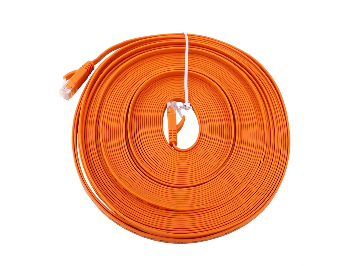 Cable Plano Utp De Parche De Red Rj45 Cat6 Ethernet Para Router Lan 1000m 15m Naranja