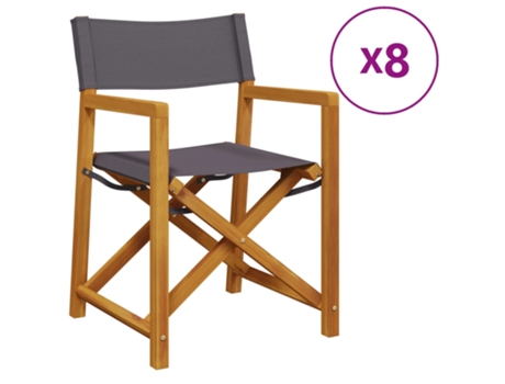 Conjunto 8 Sillas de jardín plegables VIDAXL tela gris oscuro