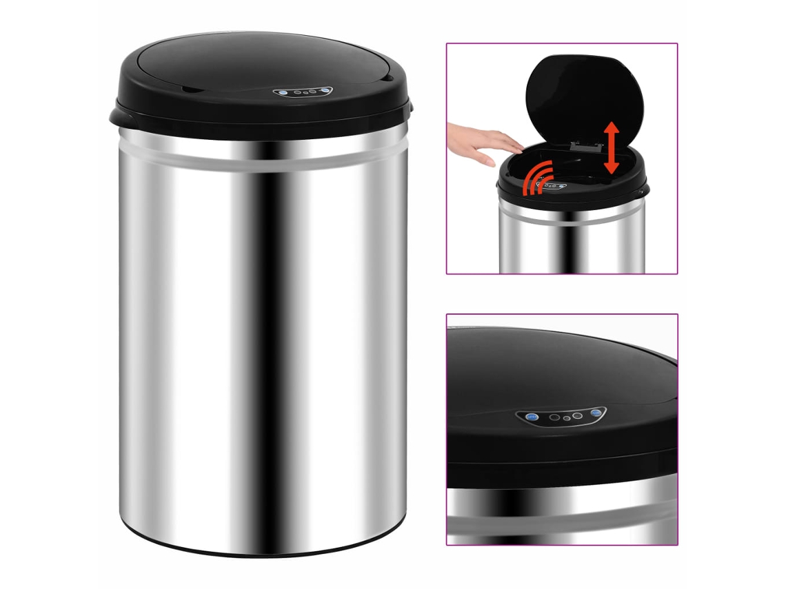 Contenedor de Basura con Sensor Automático de Acero Inoxidable 30 L