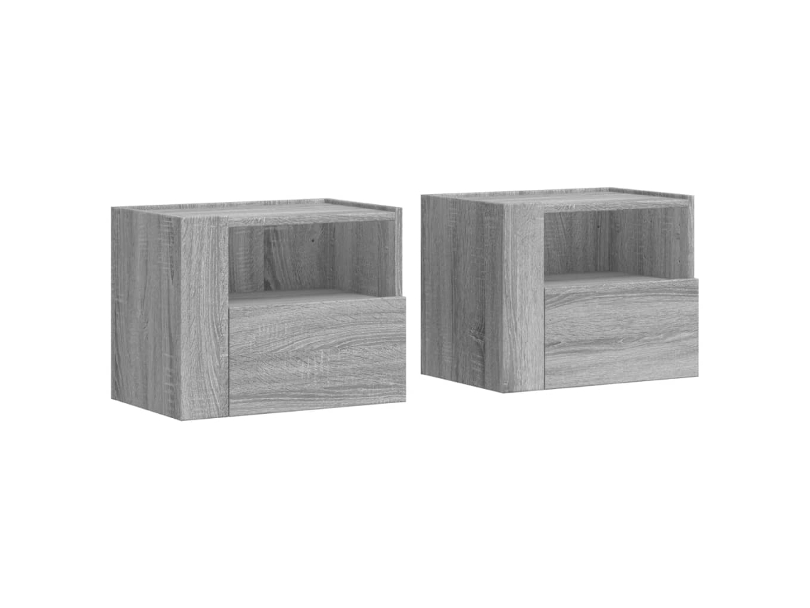 Juego de 2 mesitas de noche de pared MAISON EXCLUSIVE, gris Sonoma (45 x 30 x 35 cm)