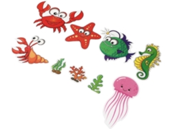 Juego de 9 pegatinas antideslizantes de PEVA transparente con diseños de camarones y cangrejos CHABERLU