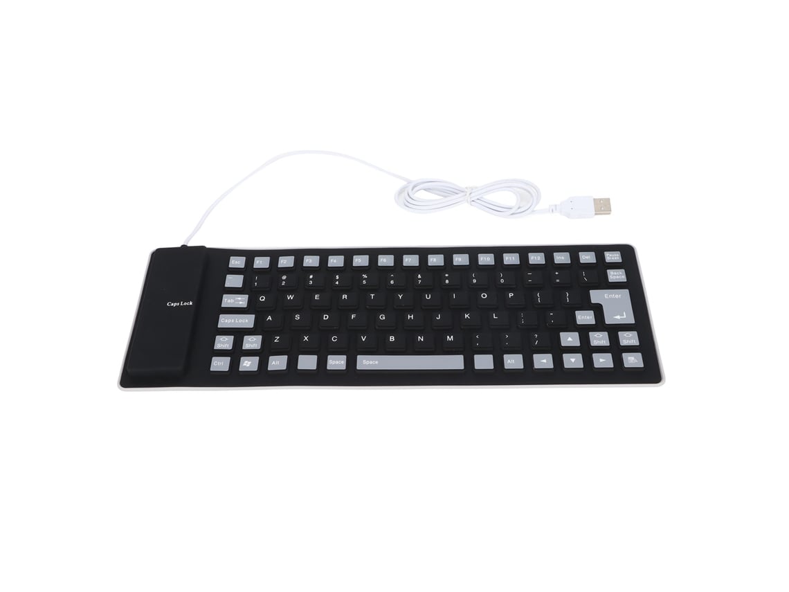 Teclado De Silicone Selado Total Leve Portátil Silencioso Macio Confortável Usb Com Fio Para Pc Preto 85 Teclas