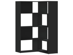 Librería esquinera con 4 estantes, modelo MAISON EXCLUSIVE, en derivados de madera de color negro, 85x85x140 cm.