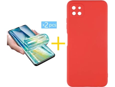 Carcasa + 2 Protectores de Pantalla para Oppo A73 5G SKYHE Rojo