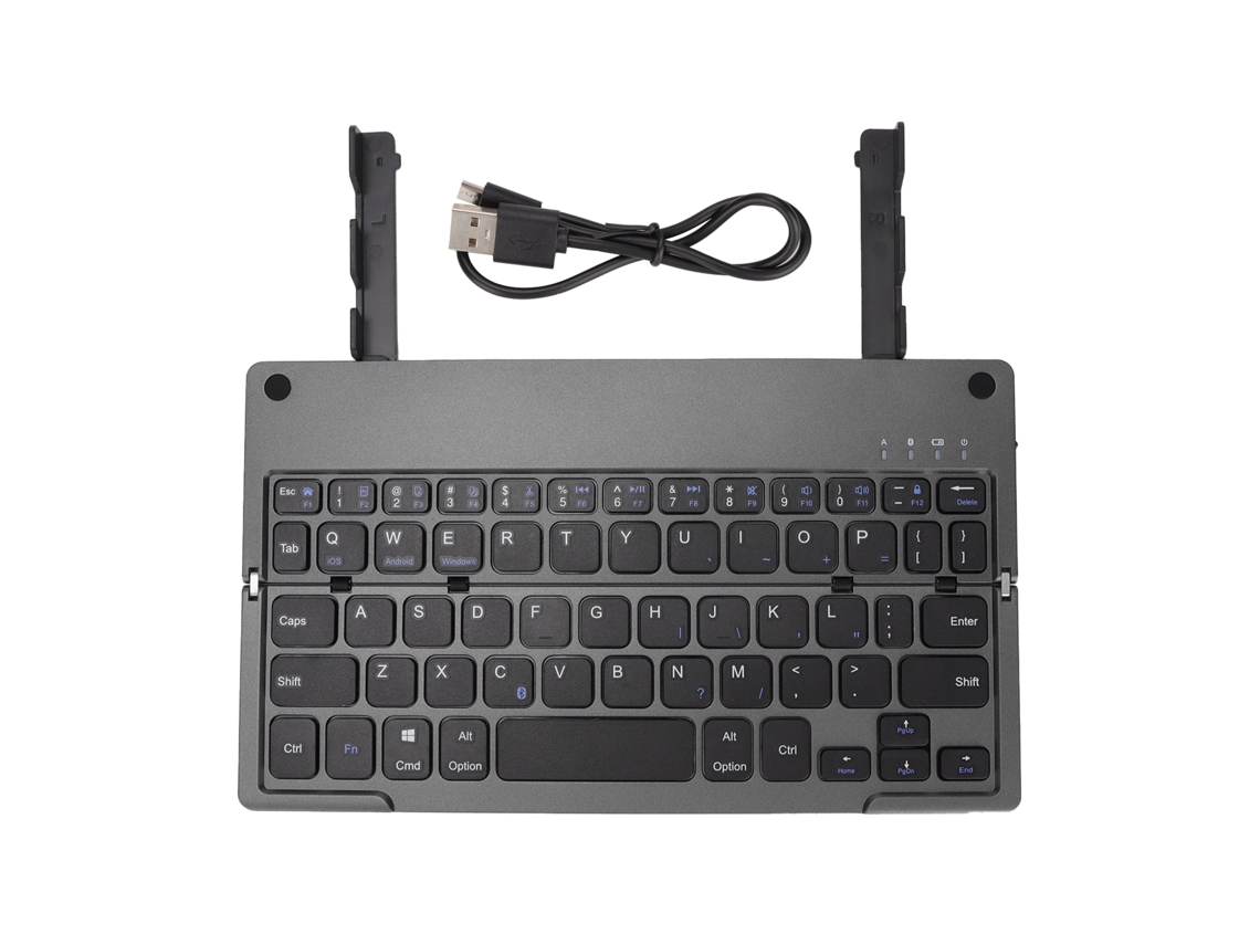 Teclado Inalámbrico Plegable Con Batería Recargable De 140 Mah Y Soporte Integrado Para Tabletas Y Portátiles.