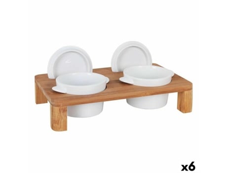 Soporte INDE Cazuela x 2 Bambú Porcelana 29 x 18 x 6 cm (6 Unidades)