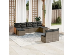 Conjunto de sofá de jardín de 9 piezas con cojines de mimbre gris de DKD Home Decor