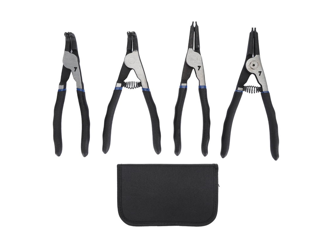 Juego De 4 Alicates Para Anillos De Retención De Acero De Alto Carbono De 7 Pulgadas, Alicates Para Anillos De Retención Internos Y Externos