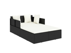 Chaise longue de mimbre negra con cojines MAISON EXCLUSIVE 182x118x63 cm