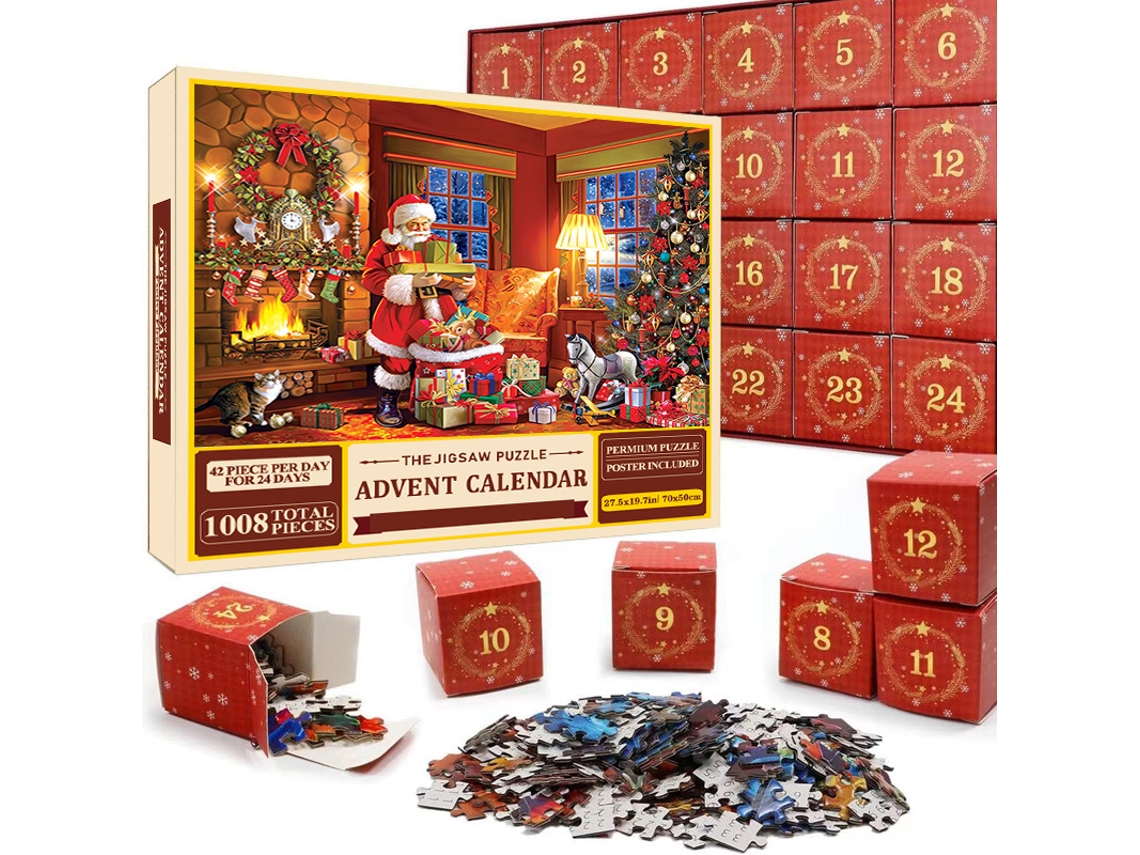 Calendario de Adviento Eifson de 1008 piezas, rompecabezas, cuenta regresiva de 24 días para Navidad, para niños y adultos (31)
