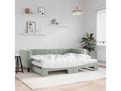Sofá Cama Nido Con Colchón Terciopelo Gris Claro 80x200 Cm