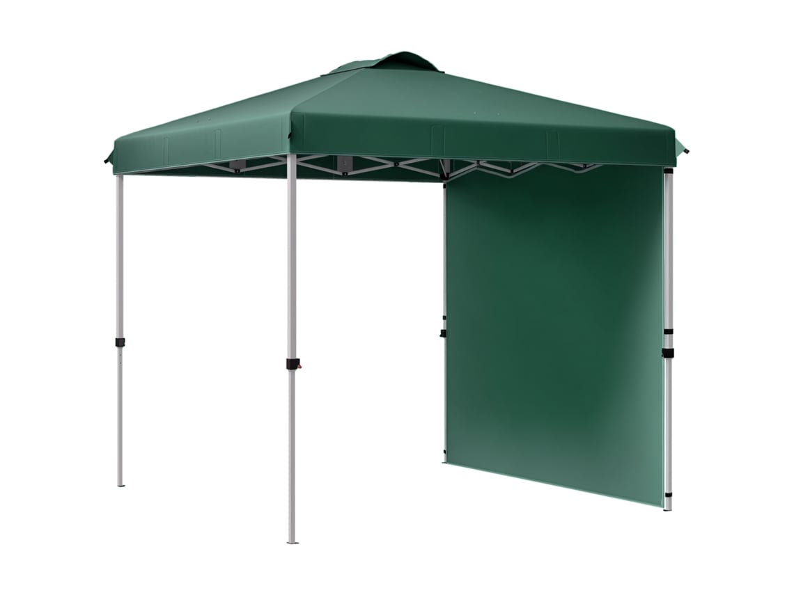 Tenda Dobrável 2,5x2,5 M Tenda De Jardim Com 1 Parede Lateral Altura Ajustável Para Campismo Festas Verde